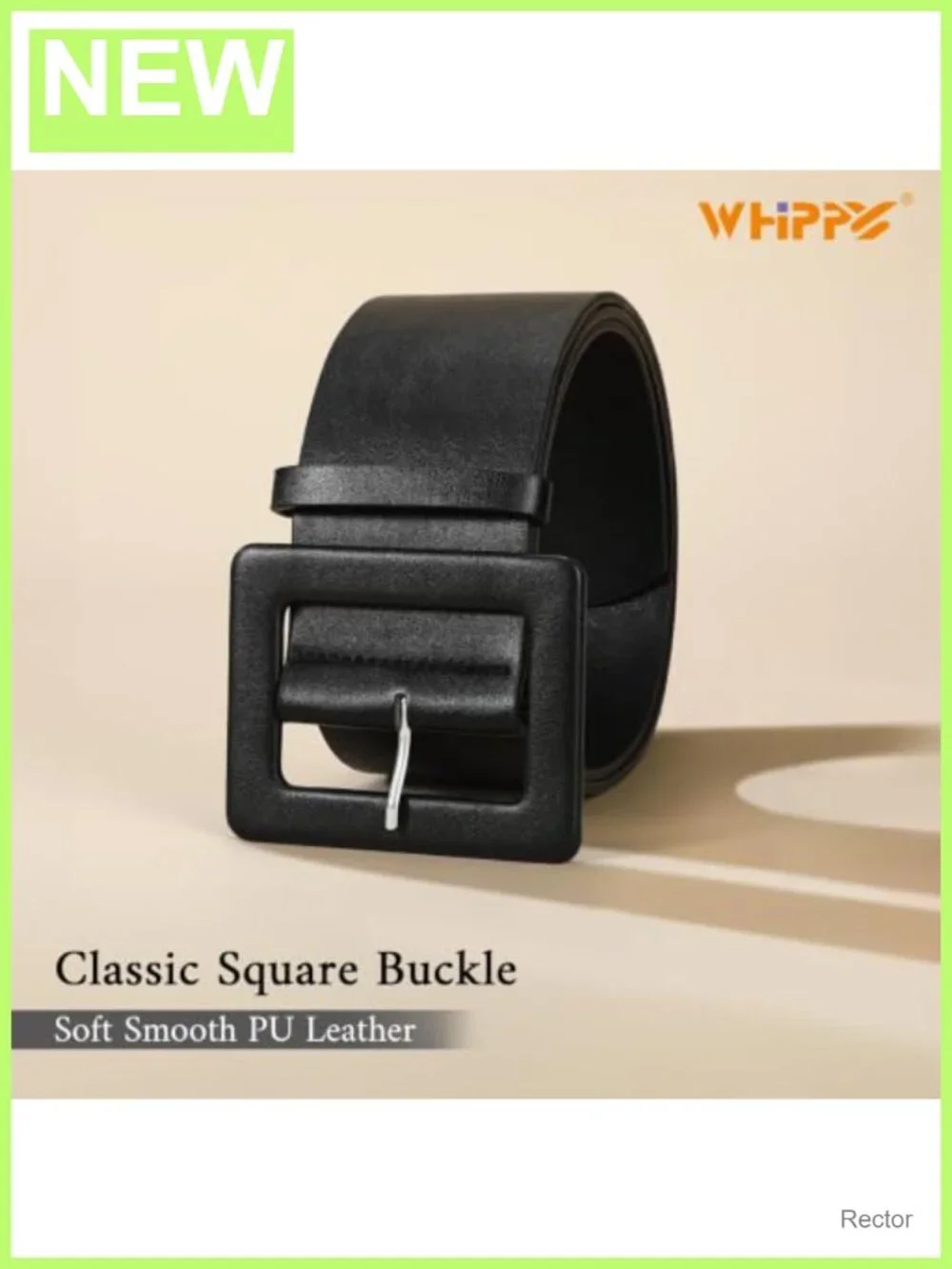 Wide Faux Leather Belt with Square Buckle for Dresses